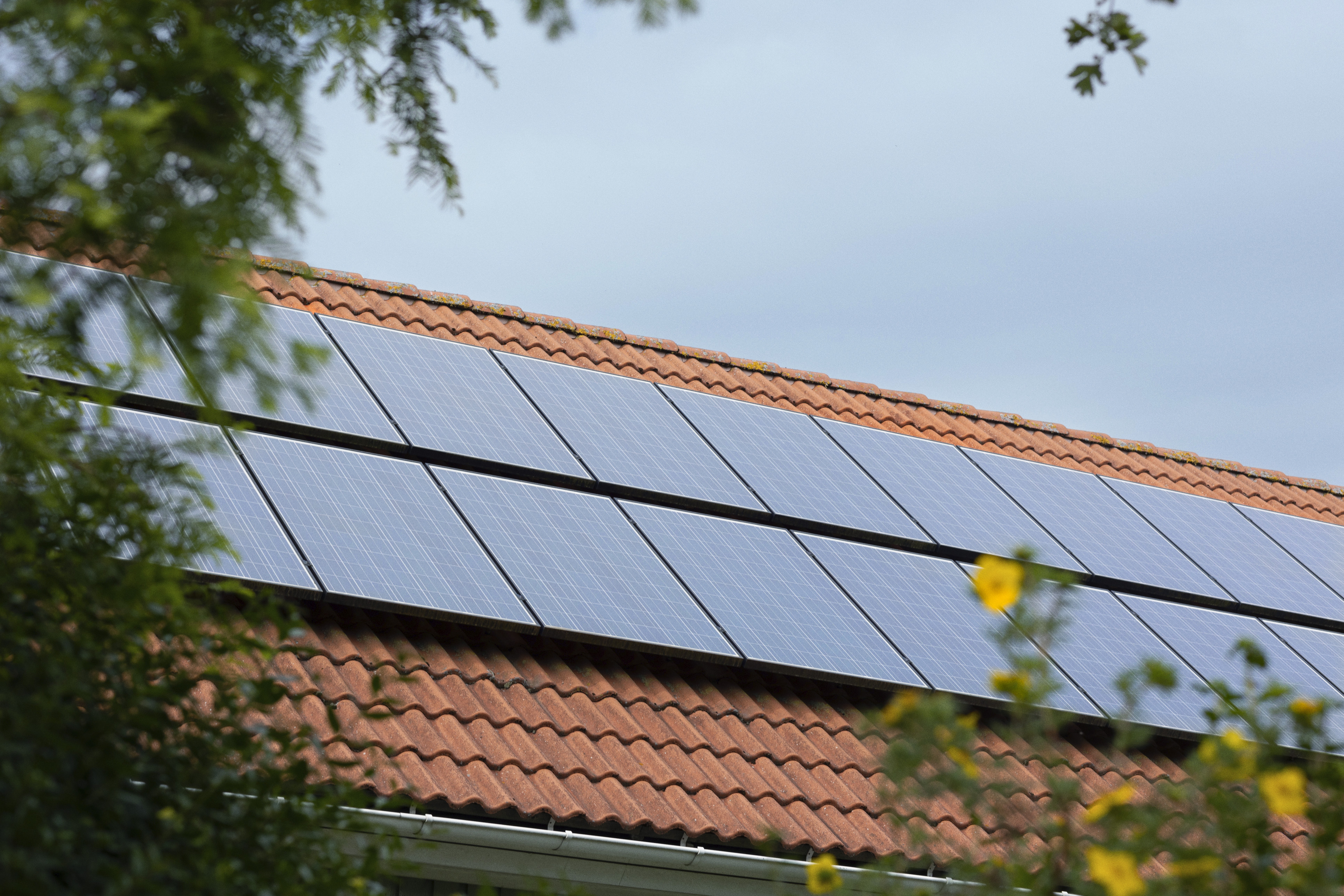Solceller på et privathus