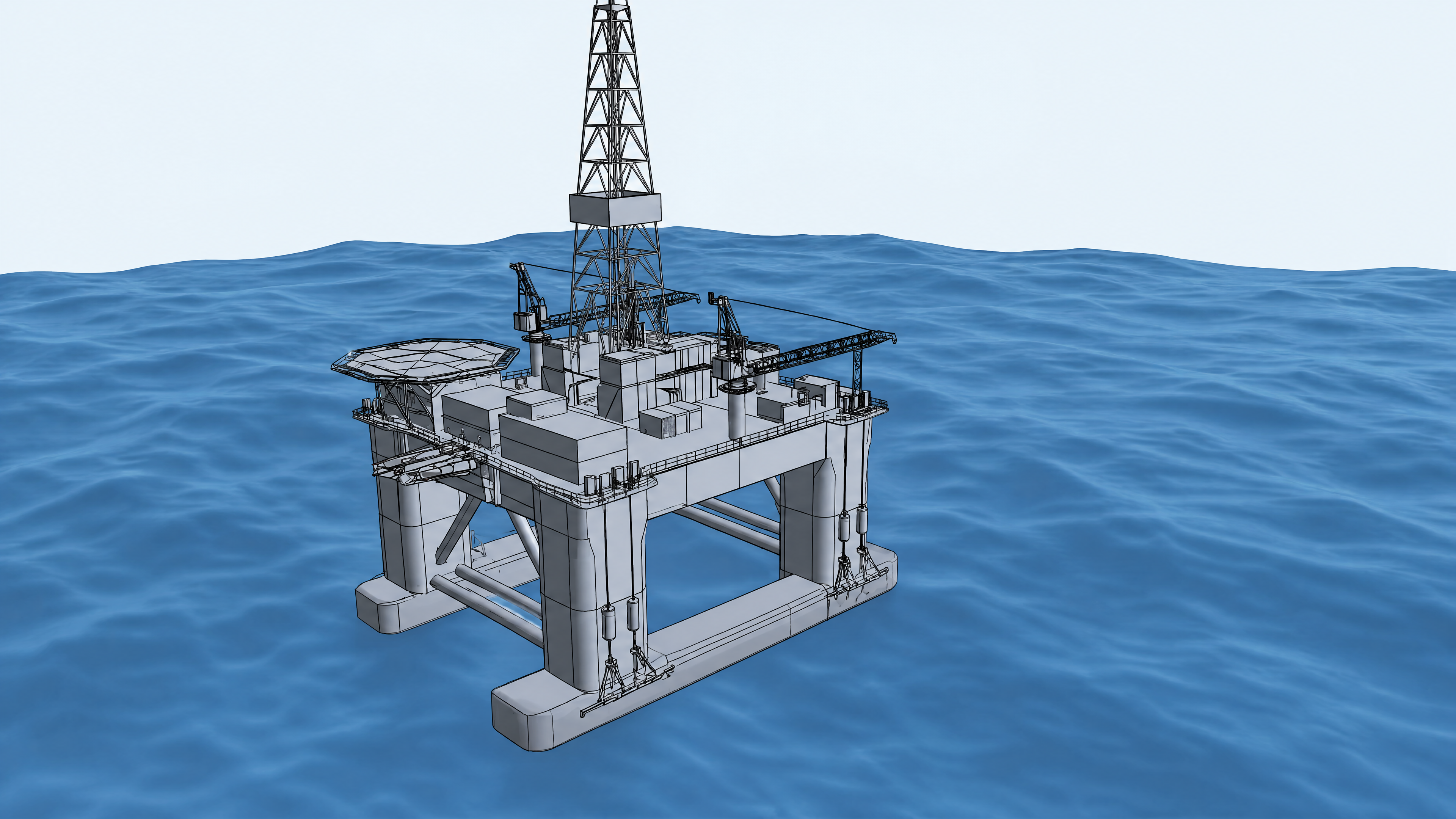 VIV/VIM model testing of floating offshore platforms under current and wave conditions.